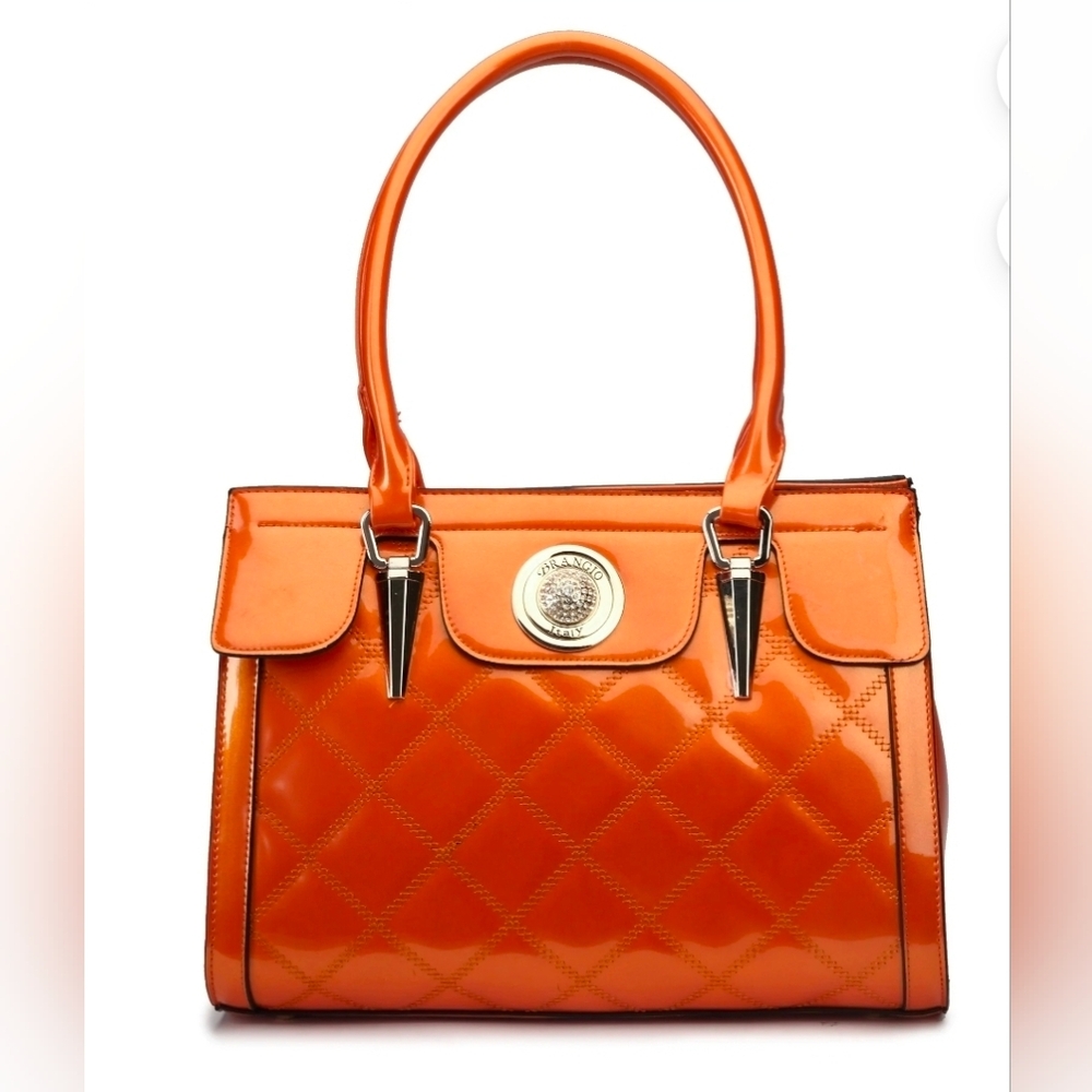 Orange Quilted Handbag